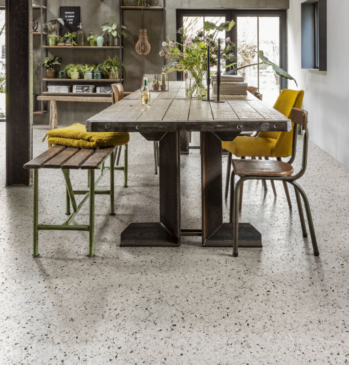 Terrazzo pvc tegel, ook bij MoreFloors Breda